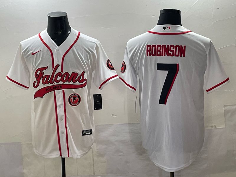 Men 2025 Nike Atlanta Falcons 7 Robinson white Joint Name Limited NFL Jersey style 07